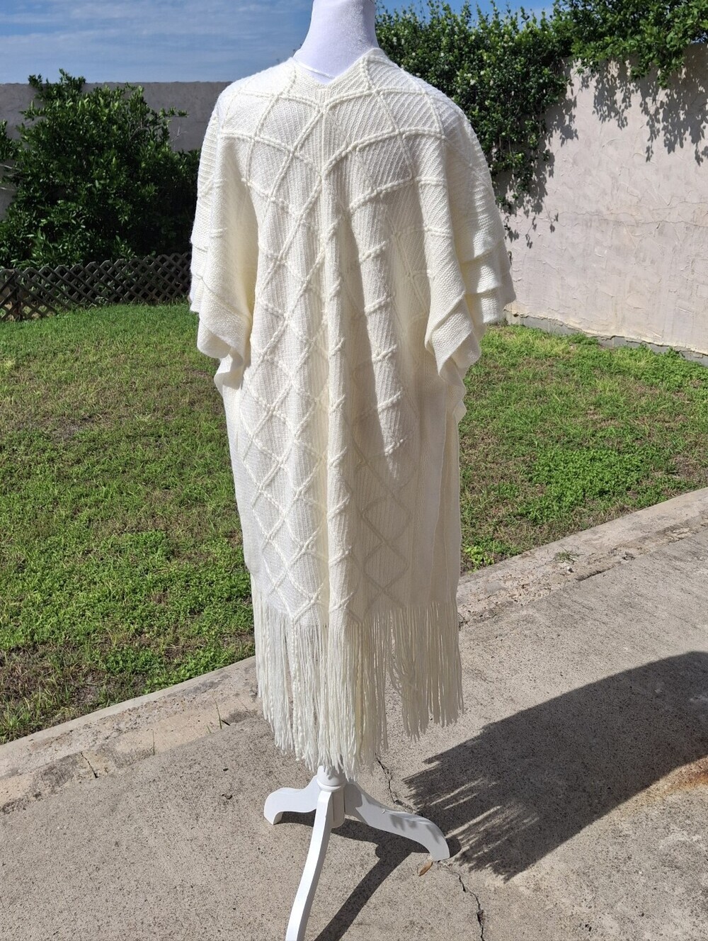 Cato Knit Open-Front Fringe Neutral Longline Drape Duster Wrap One Size Fits All - Picture 5 of 13